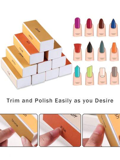 Nail Buffer Block For Acrylic And Natural Nails, 4 Sided Sanding Buffers For Gel Nails Fingernail Shine Buffing Filer Set, Professional Manicure Polisher Buffer Bulk Fine, Medium, And Coarse Sand Surfaces