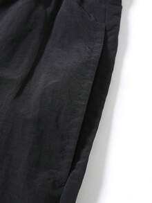 男士美式极简黑色阔腿工装裤，宽松多口袋休闲直筒裤 - 黑色 - 查看 6