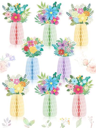 3pcs Wildflowers Honeycomb Centerpieces, Wildflower Birthday Party Decorations, Spring Wildflower Theme Table Centerpieces, For Home Office, Baby Shower, Wedding, Birthday Party Supplies