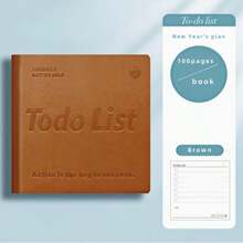 口袋大小的自律伴侣：轻松征服待办事项清单的快乐指南 - 紫色、咖啡色、蓝色、粉色PU皮革封面，小巧优雅的计划本，双面日记本，办公学习必备，皮革计划本，时间管理日程表，自律卡片，便携式笔记本 - 方形 - 查看 14