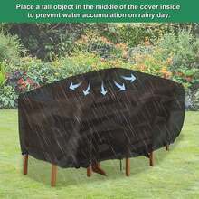 1pc Outdoor Waterproof Furniture Cover, Garden Furniture Cover, Rectangular Patio Table Cover, Oxford Cloth Rain Snow Dust UV Protection, Patio Furniture Cover, Black & Silver, Indoor Outdoor Storage, Camping, Gardening Supplies, Gardening Decor, Multiple Sizes (Home, Office, Travel) - Outdoor Table and Chair Dust Cover - View 6