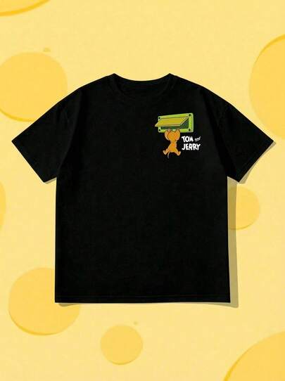 Whysmera SHEIN X Tom & Jerry Women's Cute Printed Blouse - Versatile Casual, Suitable For Daily Wear And Matching