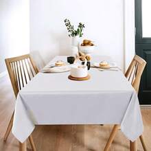2 Pack White Tablecloth 60 X 84 Inch, Rectangle 4 Feet Table Cloth - Stain And Wrinkle Resistant Washable Polyester Table Cover For Dining Tables, Buffet Parties And Camping - White - View 3