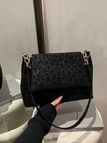 New Spring Fashion Chain Strap Tote Bag, Versatile Large Capacity Shoulder Crossbody Bag, Flap Underarm Baguette Handbag For Women, Commuter Bag - Black - View 1