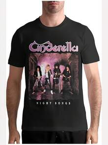 Rock Band Men's Graphic T-Shirt- 220GSM Black Tee With Vibrant Nocturne Print& Band Members Design- Casual Round Neck Short Sleeve Shirt For Rock Music Fans, Concerts& Casual Attire, Rock Band T Shirts, Concert Outfit, Bold - 黑色 - 查看 2