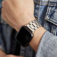 Metal Wide Band, Compatible With 38mm, 40mm, 41mm, 42mm, 44mm, 45mm And 49mm Bands, Fits 11/10/9/8/7/6/5/4/3/2/1 SE Ultra Series, Stainless Steel Strap For Men And Women, Available In Silver, Starlight And Black - Multicolor - View 14