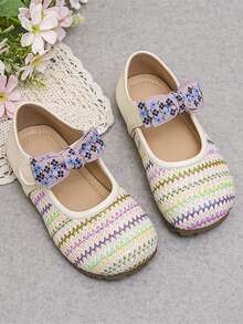 1 Pair Kids Flat Shoes, 2026 New Spring Girls Knitted Soft Bottom Hook And Loop Casual Performance Fashion Shoes, Girls Bowknot Fashionable Shoes - Beige - View 6