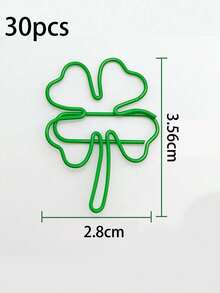 10/30 szt. metalowych spinaczy do papieru w kształcie czterolistnej koniczyny w kolorze zielonym, przynoszących szczęście – dekoracyjne artykuły biurowe z amuletem szczęścia, wytrzymałe metalowe spinacze do segregatorów do porządkowania dokumentów, notatników, planerów – irlandzki symbol szczęścia i dobrobytu, spinacze do teczek - Zielony - Zobacz 9
