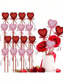 6 قطع من الترتر الرغوي بشكل قلب لامع باللون الأحمر/الوردي - ديكور قلوب فضفاضة، مناسب لعيد الحب، ديكور الزفاف، ذكرى الزواج، هدية عيد الأم، ديكور عيد الحب، هدية رومانسية، ديكور المنزل، زينة عيد الحب - متعدد الألوان - مشاهدة 1
