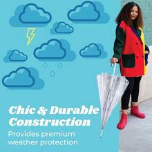 Totes Adult Clear Bubble Umbrella With Dome Canopy And Lightweight Wind And Rain Protection - SignatureDots - Xem 6