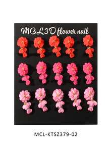 6/12/30pcs 3D Handmade Acrylic Flower Nail Art Decorations - Luxury White 3D Flowers With Rainbow Rhinestones And Golden Beads, Carved By Nail Artists, INS Trending Spring/Summer DIY Nail Supplies, Suitable For Women And Girls, Elegant Nail Stickers Nails - Yellow - View 18