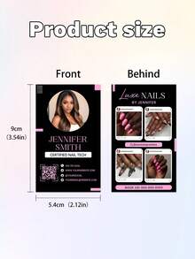 200 personalisierte Visitenkarten, rosa Visitenkarten, anpassbare Fotos und Texte, Visitenkarten für Make-up-Künstler/Friseursalon, digitale Visitenkarten mit QR-Code, Visitenkarten für Haar- und Nagelstudio, personalisierte professionelle Arbeitsvisitenkarten. - A - Übersicht 7