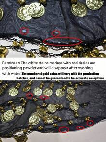 1. 肚皮舞腰链，甜美肚皮舞裙饰以金币，埃及风肚皮舞服装腰链/腰带，女士雪纺肚皮舞腰链，适合瑜伽、尊巴舞、肚皮舞服装腰链，女士肚皮舞流苏裙，派对亮片迷你裙 - 彩色 - 查看 6