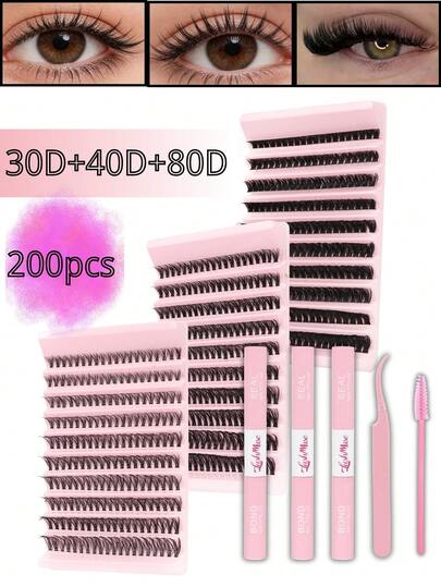 Your Lashes But Better Lash Clusters, 10 Row Individual Lashes With 30D 40D 80D Density Mix, Soft Layered Natural Look For Everyday Makeup, Mixed Length 8–16mm 0.31–0.63 Inch, 600PCS
