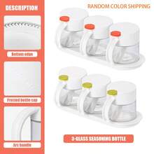 3Pcs/2Pcs Glass Spice Jars With Airtight Lids & Non-Slip Handle, Moisture-Proof Seasoning Containers With Detachable Tray, Condiment Pots For Salt Pepper Sugar BBQ Sauce, Multi-Use Kitchen Organizer For Indoor Cooking & Outdoor Grilling Picnic - 彩色 - 查看 14