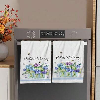 2/4/48pcs Spring & Summer Series Hydrangea Bouquet Printed Kitchen Towels - Super Soft, Highly Absorbent Polyester Dish Towels & Hand Towels, Ideal For Holiday Decor, New Year Gifts, Kitchen Decor, Party Decorations