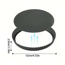 Removable Bottom Fluted Tart/Quiche/Pie/Pizza/Cake Pan, Heavy Duty Baking Mold - Black - View 13