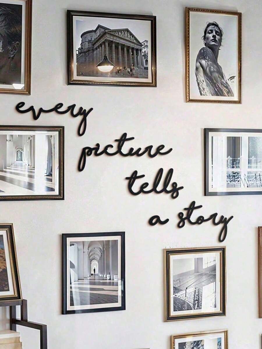 5件套，每件都讲述一个故事，金属墙饰，黑色现代农舍风格优雅金属壁挂，适合悬挂在任何房间的墙壁上作为艺术装饰品。