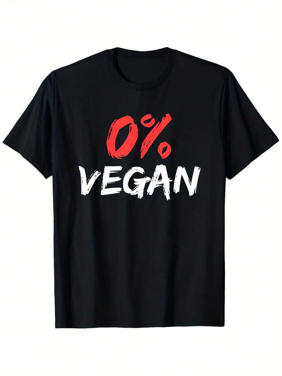 Men's -Vegan BBQ Graphic T-Shirt - 100% Cotton 6.35oz Heavyweight, Bold 0% Vegan Slogan & Lactose-Free Design, Micro-Stretch Fabric, Streetwear Casual Short Sve Round Neck Tee for - Negro 12 - Ver 1