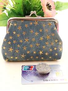 1个牛仔帆布烫金零钱包，开口红色信封硬币袋，女孩手提小包，布艺零钱包 - 彩色 - 查看 10