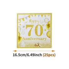 1 Set 70th Anniversary Gold Balloon Disposable Plates, Napkins, Cups, Serves 10 Guests, Suitable For Birthday, Wedding, Party, Family Picnic - Multicolor - View 10