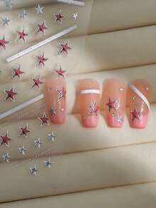 susan notes ملصقات أظافر نجمية 5D متعددة الألوان ذاتية اللصق لفن الأظافر ولوازم الأظافر بطابع Y2K - متعدد الألوان - مشاهدة 6