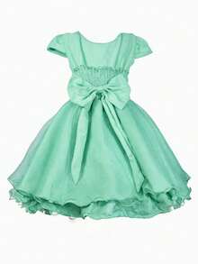 VESTIDO FESTA INFANTIL MENINA CURTO - Verde Menta - Visão 2
