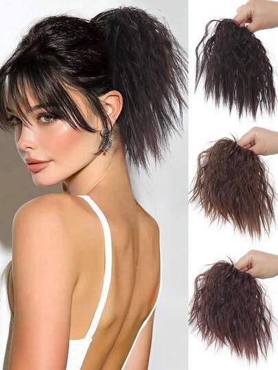 1个合成纤维卷发发髻，弹性发带设计，适合初学者和女性日常佩戴。