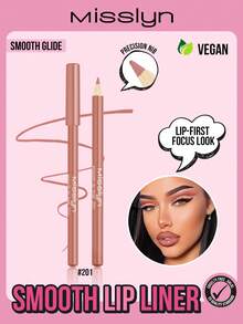 Misslyn MISSLYM-Smooth Lip Liner, Colorstay Face Makeup , Longwear Rich Lip Colors, Smooth Application, Lip Pencil, Naturale, High Pigmented Natural Lip Makeup Soft Pencils Longwear Smooth Ultra Fine, Matte Lip Liner, Brand Beauty Makeup, Face Paint Cosmetic, For Women & Girls, Perfect For Winter, Ideal For Y2K, Fancy Fashion, Suitable For Birthday, Best Gift, Valentine's Day Gifts, Party Ready, New Year Gift, Best Color,Vegan & Cruelty-Free - #201 - 查看 1