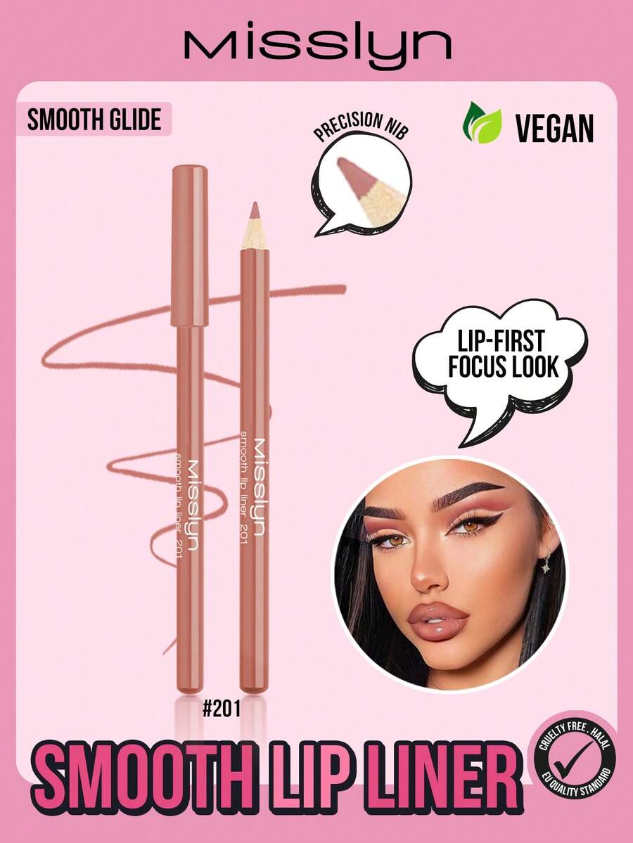 Misslyn MISSLYM-Smooth Lip Liner, Colorstay Face Makeup , Longwear Rich Lip Colors, Smooth Application, Lip Pencil, Naturale, High Pigmented Natural Lip Makeup Soft Pencils Longwear Smooth Ultra Fine, Matte Lip Liner, Brand Beauty Makeup, Face Paint Cosmetic, For Women & Girls, Perfect For Winter, Ideal For Y2K, Fancy Fashion, Suitable For Birthday, Best Gift, Valentine's Day Gifts, Party Ready, New Year Gift, Best Color,Vegan & Cruelty-Free - #201 - 查看 1