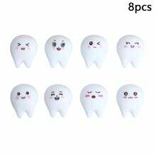 8/10pcs Cute White Tooth Shaped Resin Refrigerator Magnets, Glow-In-The-Dark Fridge Stickers, Cartoon Dental Health Theme Magnetic Home & Office Decor - Multicolor - View 11