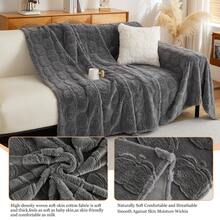 1/2/3/4-Seater Sofa Cover, Plush Sofa Cushion Cover, Winter Sofa Cover With Pumpkin Pattern, Non-Slip Couch Cover, Furniture Protector For Bedroom, Office, Living Room, Pet-Friendly - 深灰色 - 查看 2