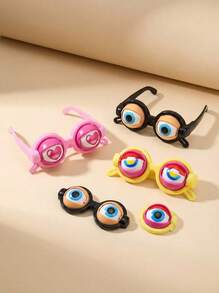 POKOJA LAND 1入組瘋狂眼鏡趣味玩具，瘋狂眼神，有趣而原創的可愛道具，閃爍的可愛眼鏡，塑料眼鏡新奇玩具，成人派對用品有趣惡作劇，為家人和朋友準備一份有趣的生日禮物 - 橘色 - 查看 4