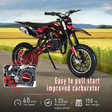 Mini Dirt Bike, 49CC 2-Stroke Gas Powered Motorcycle With Off-Rode Tire, Front Rear Disc Brakes, Shock Absorption Pocket Motorbike, Up To 25 Mph, Max Load 330 LBS - Red - View 6