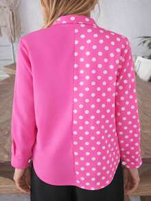 Plus Size Women's Fashion New Arrival Colorblock, Print, Button-Up Shirt Vacation Spring - Hot Pink - View 2