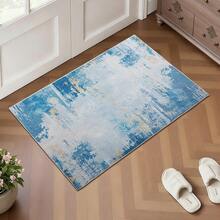 5x7 Ft Washable Area Rug: Abstract Non-Slip Soft Blue Neutral Area Carpet, Suitable For Bedroom, Living Room, Dining Room (Blue) - Blue - View 14