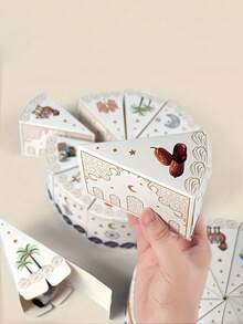 10pcs Eid Mubarak Gift Bags With Bow Ribbon, Novelty Cake Shaped Party Gift Boxes, Suitable For Eid Celebration - Multicolor - View 6