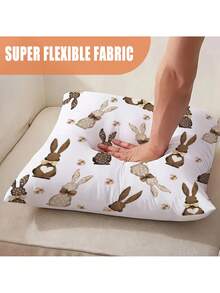2pcs Easter Style Pillow Covers, Bunny & Easter Egg Print Pattern, 100% Hypoallergenic Polyester Cushion Cases, Soft Material, Invisible Zipper Closure, Machine Washable, Home Decorative Throw Pillow Covers For Sofa, Living Room, Bedroom, No Pillow Insert - Multicolor - View 9