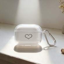 Black Line Heart Design Protective Case Compatible With Apple , Anti-Scratch And Anti-Drop Cover - Clear - View 7