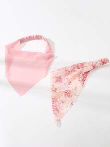 2条装女士印花弹力发带，简约优雅的粉色调，适合日常佩戴，春夏皆宜，派对聚会配饰，时尚发带，假日必备发饰，女士头巾沙滩配饰 - 彩色 - 查看 2