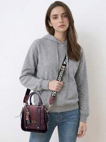 Women's Flap Design Shoulder Bag With Removeable Strap Fashionable Tote Bag Vintage Handbag For Daily Use And Valentine's Gift - 紫色 - 查看 2