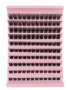 120片独立簇状假睫毛，带镊子，柔软自然，D型卷翘，长度8-16毫米混合，DIY嫁接睫毛，蓬松轻盈，分段嫁接假睫毛，送给女性和女孩的好礼物 - D - 查看 5