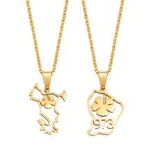 1Piece Mayotte And French Guiana Guyane With Hibiscus Flowers 973 Area Code Pendant Necklaces Stainless Steel Jewelry - Yellow Gold - View 5