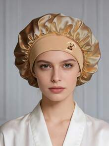 1pc Fashionable Wide-Brim Elastic Women's Sleep Cap, Comfortable Everyday Wear Hair Cover - Red - View 6