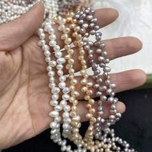خيط من اللؤلؤ الطبيعي المياه العذبة ثلاثة إلى سبعة ثقوب لؤلؤة كتلة لصنع المجوهرات DIY للنساء والرجال قلادة أساور الحرف اليدوية والإكسسوارات - 4-5 ملم - مشاهدة 1
