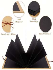 1/2本装可折叠DIY剪贴簿相册，塑料装订 - 可扩展结婚纪念日相册，适用于婚礼、家庭纪念日记、照片拼贴簿 - A - 查看 8