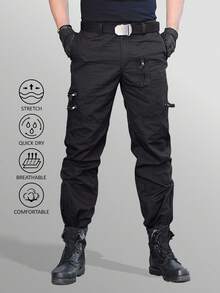 KEFITEVD Men's Tactical Pants Military Work Pants For Men Ripstop 9 Pockets Construction Trousers - Black - View 2