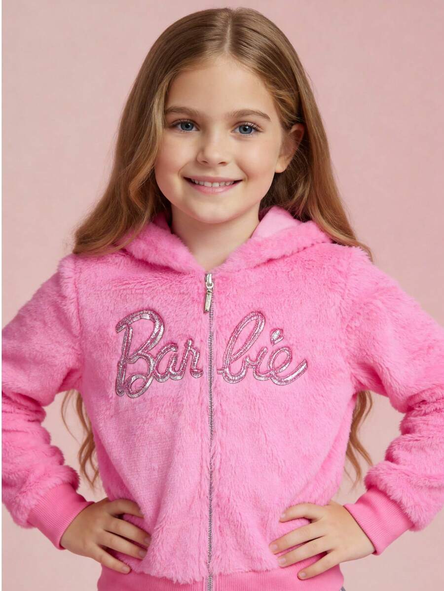 Barbie Sudadera con cierre y bordada - Rosa - Ver 1