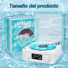 Altavoz Bluetooth de Vinilos Waves: Altavoz Bluetooth con Reproductor de Discos de Vinilo - Bocina de Vinilo Sonido Estéreo de 4 Modos para Dormir con Luces Ajustables Sonido Estéreo-060 - como en la foto - Ver 6