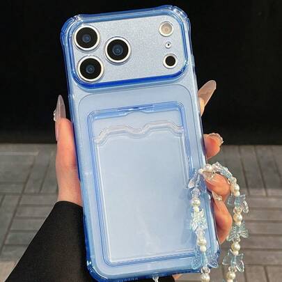 1 chiếc ốp lưng điện thoại chống sốc, trong suốt màu xanh dương có khe đựng thẻ và túi sau trong suốt để đựng ảnh thần tượng hoặc ảnh, kèm dây đeo hình bướm màu xanh ngọc trai giả. Ốp lưng chống sốc, chống trượt, chống trầy xước, tương thích với Apple 17 Pro Max, dòng 17/16/15/14/13/12/11, dòng S20-S25, dòng Note 14/13/12, A56 5G. Thích hợp làm quà tặng ngày Valentine/sinh nhật.